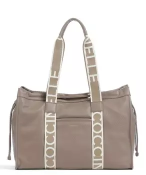 Фирменная сумка-шоппер для шопинга на 2 дня из зерненой кожи Coccinelle, коричневый