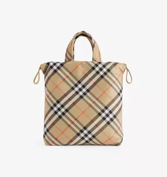 Фирменная сумка-тоут из нейлона в клетку Burberry, желтый