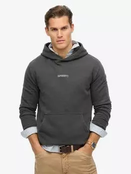 Фирменная толстовка с вышитым текстом Superdry, цвет Washed Black