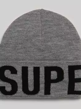 Фирменная вязаная шапка Superdry, серебряный