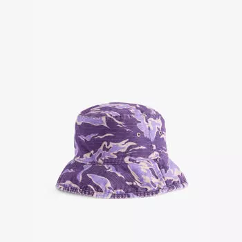 Фирменная вышитая хлопковая шляпа-ведро с абстрактным узором Acne Studios, фиолетовый