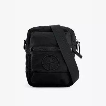 Фирменная вышитая сумка-мешок на пояс Stone Island, черный