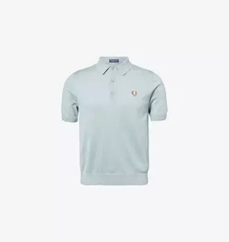 Фирменная вышитая трикотажная хлопковая рубашка-поло Fred Perry, серебряный