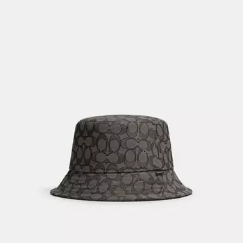 Фирменная жаккардовая панама COACH, цвет charcoal