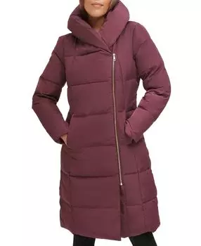 Фирменное асимметричное пуховое пальто с подушкой и воротником Cole Haan