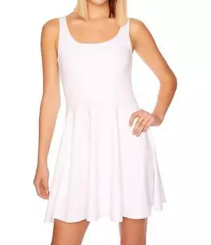 Фирменное платье эластичной вязки Susana Monaco с круглым вырезом и расклешенными рукавами без рукавов, белый