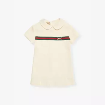 Фирменное платье из хлопкового трикотажа с короткими рукавами 6 месяцев - 3 года Gucci, белый