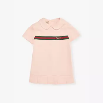 Фирменное платье из хлопкового трикотажа с короткими рукавами 6 месяцев - 3 года Gucci, розовый