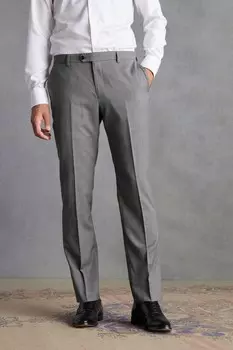 Фирменные костюмные брюки облегающего кроя из шерстяной текстуры Next, серый