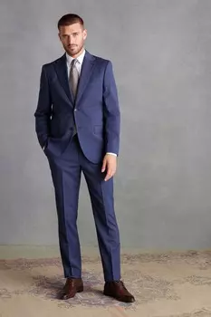 Фирменные костюмные брюки облегающего кроя из шерстяной текстуры Next, синий