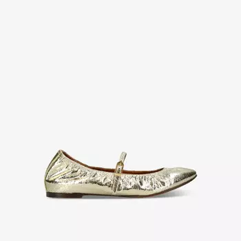 Фирменные кожаные балетки с круглым носком Lanvin, золотой