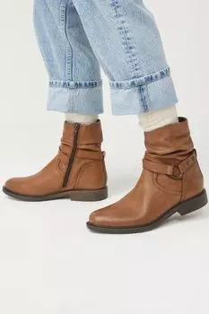 Фирменные кожаные ботильоны с рюшами Next, коричневый