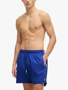 Фирменные плавательные шорты в полоску HUGO BOSS, синий/разноцветный