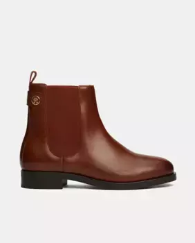 Фирменные золотистые кожаные ботинки челси Tommy Hilfiger с заклепками, коричневый