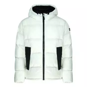 Фирменный белый пуховик с капюшоном Champion, белый