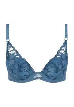 Фирменный бюстгальтер-футболка Fleurs с кружевом Chantelle, синий