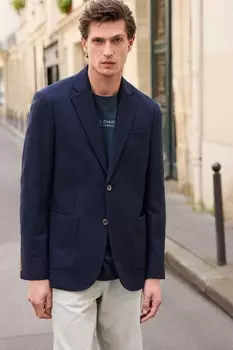 Фирменный фактурный шерстяной блейзер Nova fides Next, синий