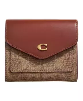 Фирменный кошелек из канвы с цветными блоками Coach, коричневый