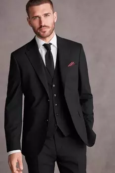 Фирменный костюм Tollegno приталенного кроя: куртка Next, черный