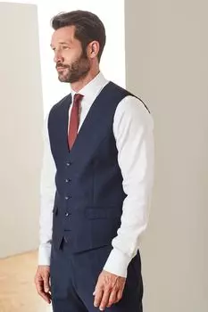 Фирменный костюмный жилет Empire Mills из 100% шерстяной фланели Next, синий