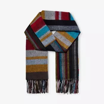 Фирменный полосатый шарф из смеси шерсти и кашемира Paul Smith, мультиколор