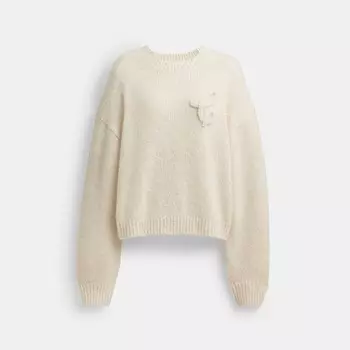 Фирменный свитер с круглым вырезом COACH, цвет ivory