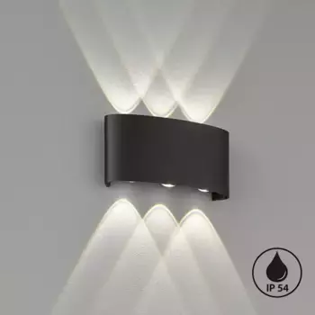 FISCHER & HONSEL Светодиодный настенный светильник для наружного освещения «Берлин», 6 лампочек, источник света Светодиодный модуль | Светодиод прочно интегрирован, черный