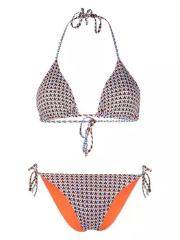 Fisico бикини с треугольными чашками и геометричным узором, оранжевый
