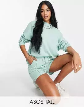 Фисташковый летний спортивный костюм с защипами ASOS DESIGN Tall