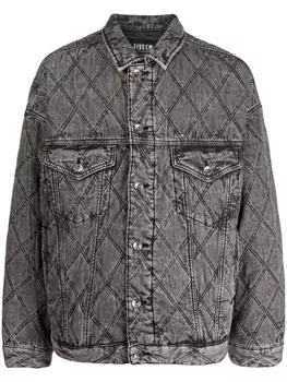 Five Cm diamond-quilted denim bomber jacket, серый