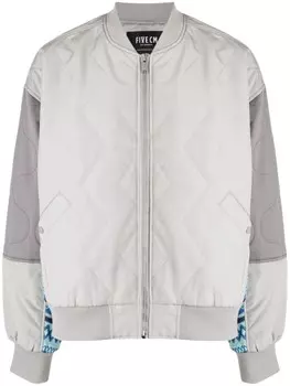 Five Cm knitted-panels quilted bomber jacket, серый