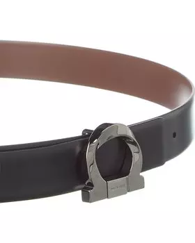 Фиксированный кожаный ремень Ferragamo Gancini Twist Salvatore Ferragamo, черный