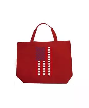 Флаг сердца — большая сумка-тоут Word Art La Pop Art, черный