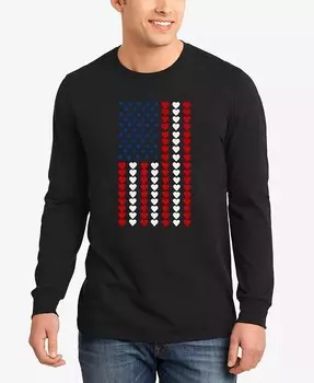 Флаг сердца — мужская футболка с длинным рукавом Word Art LA Pop Art, черный