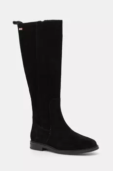FLAG SUEDE LONG BOOT ZIP замшевые ботинки Tommy Hilfiger, черный