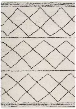 FLAIR RUGS ковер с высоким ворсом "Куш Бербер", прямоугольный, геометрический рисунок, в стиле бохо 200х290 см, цвет creme