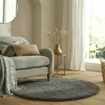 FLAIR RUGS ковер с высоким ворсом "Перо", круглый 133 см, цвет Holzkohle