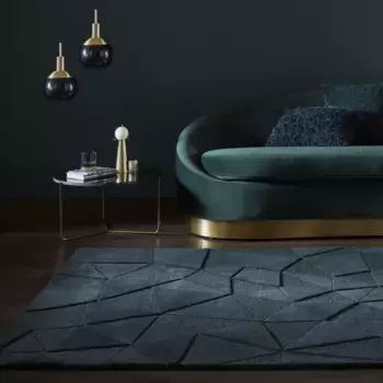 FLAIR RUGS Шерстяной ковер, прямоугольный, эффект "высокий-низкий", ручная работа 160х230 см, синий