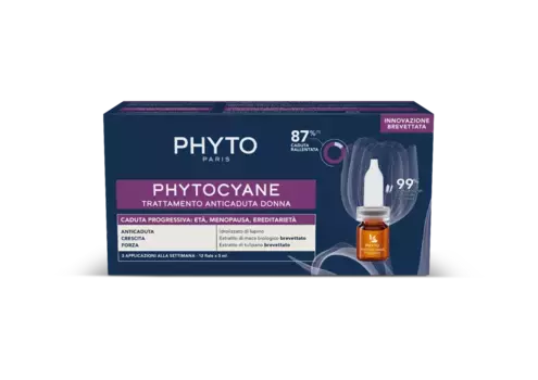 Флаконы с фитоцианом для женщин с прогрессирующим выпадением волос 12 флаконов для лечения выпадения волос у женщин Phyto