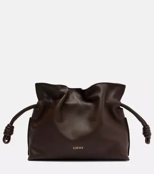 Фламенко миниатюрный кожаный клатч Loewe, коричневый