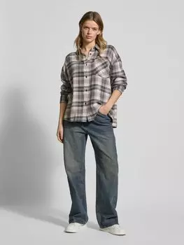 Фланелевая блузка классического кроя с нагрудным карманом Review, розовый