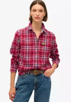 Фланелевая блузка Superdry "LUMBERJACK CHECK FLANNEL SHIRT", цвет Berry Red Check