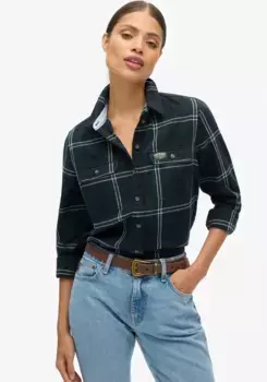 Фланелевая блузка Superdry "LUMBERJACK CHECK FLANNEL SHIRT", цвет Navy Green Check