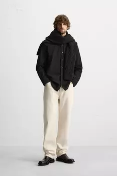 Фланелевая хлопковая рубашка ZARA, черный