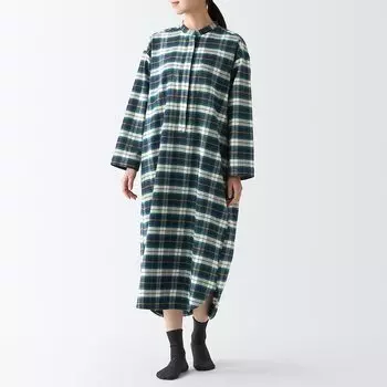 Фланелевая курта MUJI, темно-зеленая клетка