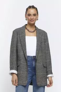 Фланелевая куртка с клетчатым узором River Island, серый