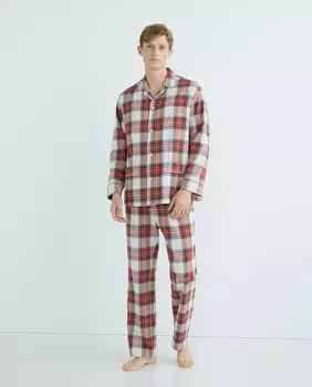 Фланелевая мужская пижама в разноцветную клетку с окантовкой Emidio Tucci, мультиколор