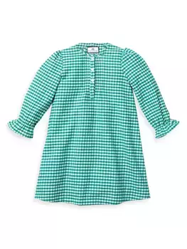 Фланелевая ночная рубашка Beatrice в мелкую клетку для малышей, маленьких девочек и девочек Petite Plume, зеленый