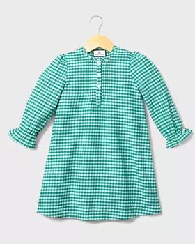 Фланелевая ночная рубашка Beatrice в мелкую клетку, размер 6M-14 Petite Plume, цвет Green