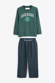 Фланелевая пижама Abercrombie & Fitch, зеленый